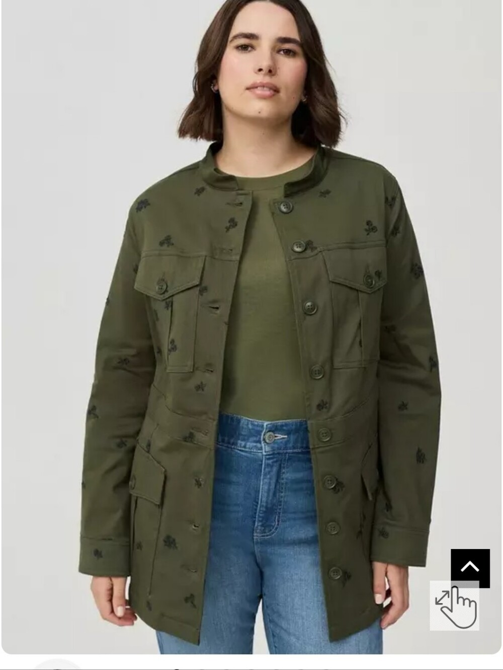 Olive Utility Button-Front Jacket